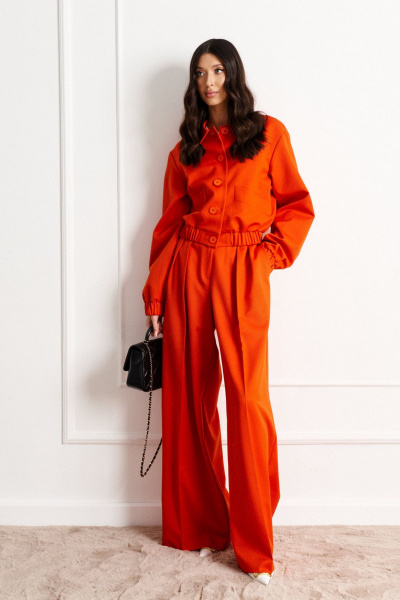 Короткий оранжевый жакет из костюмной ткани с пуговицами ANNETE A5251 - фото 2