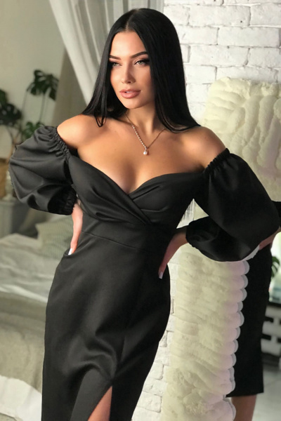 Миди платье с драпировкой и разрезом, удобно и хорошо сидит AVEEVA 5138 - фото 1