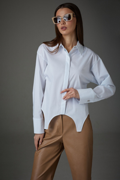 Блуза из текстиля свободного кроя с фигурным низом N.O.W. 1389 - фото 1