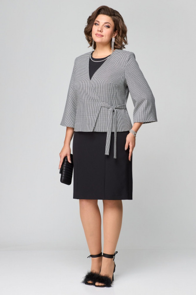 Демисезонный двухпредметный комплект: жакет и платье из текстиля Орхидея 1376 - фото 4