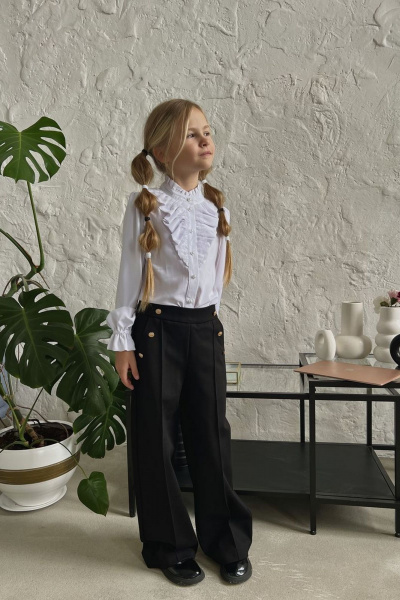 Брюки для девочки из мягкого трикотажа с просторным кроем Tammi 1Ш18-25/2 черный - фото 1