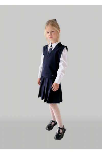 Демисезонная юбка с глубокими складками и А-силуэтом Tammi 1Ш2-24/1 синий - фото 4