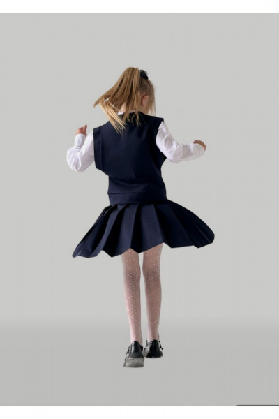 Демисезонная юбка с глубокими складками и А-силуэтом Tammi 1Ш2-24/1 синий - фото 3