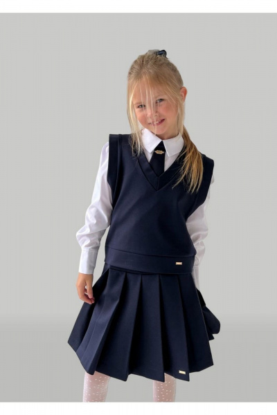 Демисезонная юбка с глубокими складками и А-силуэтом Tammi 1Ш2-24/1 синий - фото 1