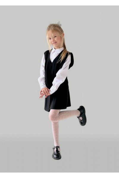 Жилет школьный для девочки из трикотажа, классический крой Tammi 1Ш6-23/2 черный - фото 7