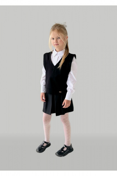 Жилет школьный для девочки из трикотажа, классический крой Tammi 1Ш6-23/2 черный - фото 6