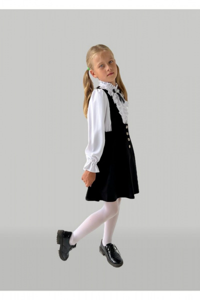 Деловой сарафан из текстиля без карманов и с молнией Tammi 1Ш52-23/2 черный - фото 2