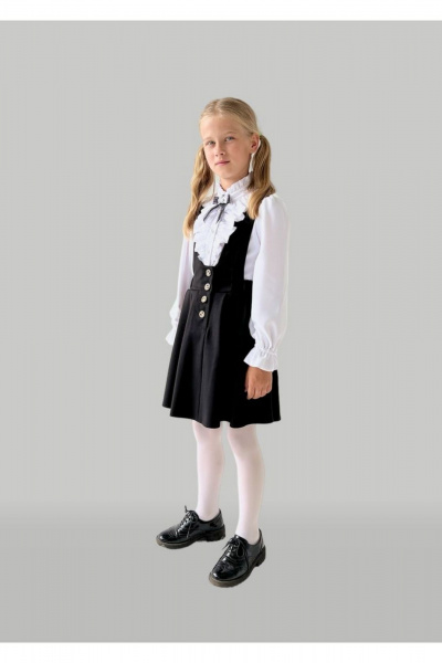 Деловой сарафан из текстиля без карманов и с молнией Tammi 1Ш52-23/2 черный - фото 1