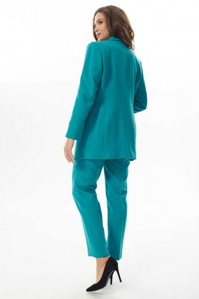 Комплект из жакета и зауженных брюк с высокой посадкой Mislana А985 бирюза - фото 9