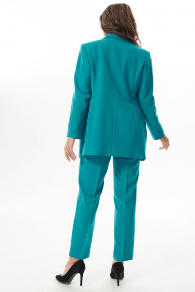 Комплект из жакета и зауженных брюк с высокой посадкой Mislana А985 бирюза - фото 5