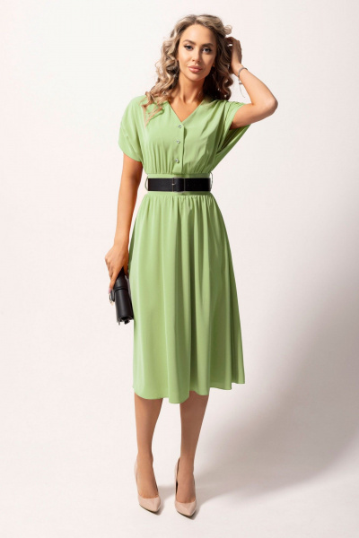 Стильное платье без воротника с V-образным вырезом Golden Valley 4980 светло-оливковый - фото 1