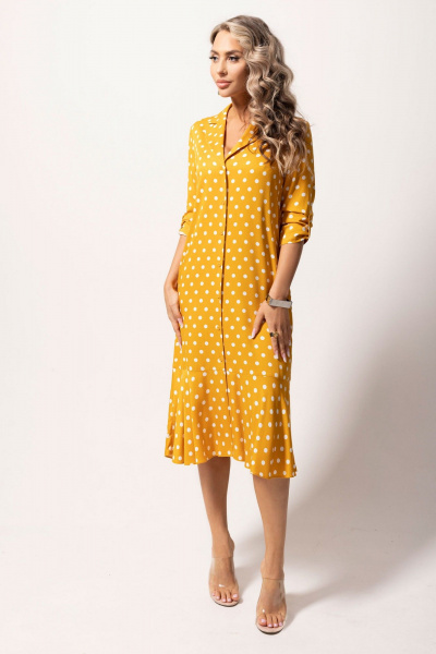 Летнее платье с воланом и съемным поясом Golden Valley 4968 оранжевый - фото 3