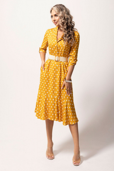 Летнее платье с воланом и съемным поясом Golden Valley 4968 оранжевый - фото 2