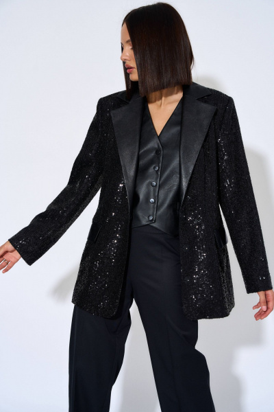 Демисезонный жакет из костюмной ткани с пайетками AG Green G490/4 - фото 2