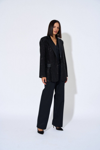 Демисезонный жакет из костюмной ткани с пайетками AG Green G490/4 - фото 6