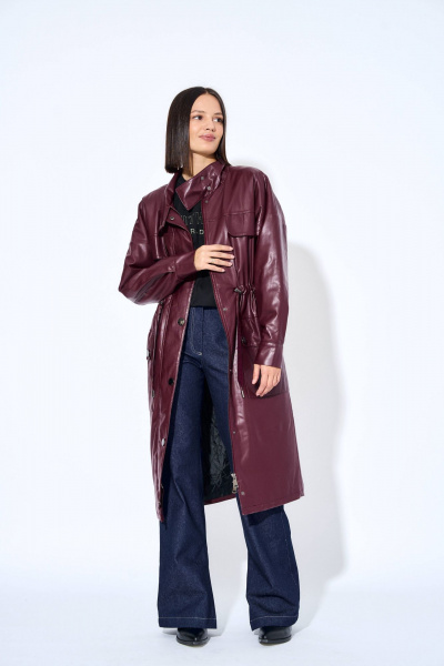 Плащ из экокожи с застежкой на молнию и кнопки AG Green G502/10 - фото 1