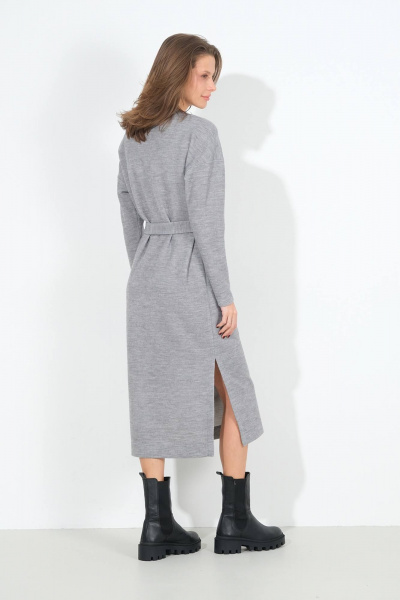 Демисезонное платье из трикотажа с классическим стилем Luitui R1089 серый - фото 3