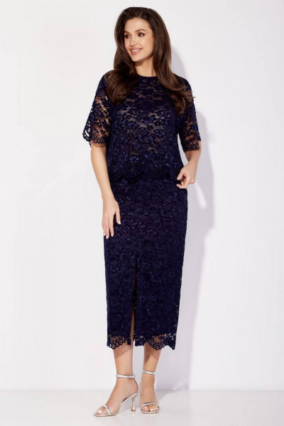 Красная юбка-карандаш с разрезом и подкладкой PINA 3830 синий - фото 1