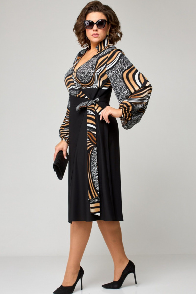 Платье на запах из плательной ткани с приталенным дизайном EVA GRANT 7246 принт_абстракция - фото 10