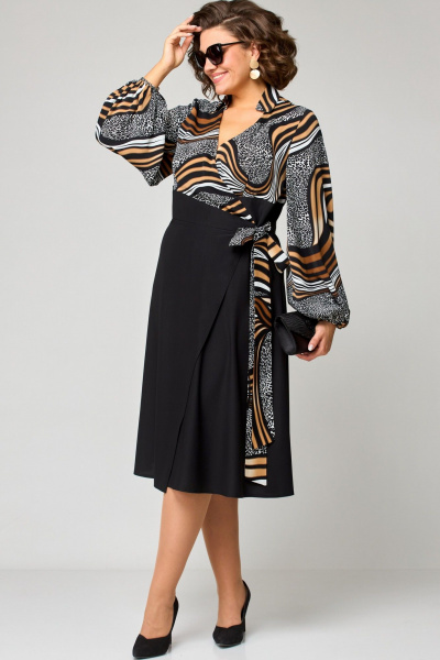 Платье на запах из плательной ткани с приталенным дизайном EVA GRANT 7246 принт_абстракция - фото 8