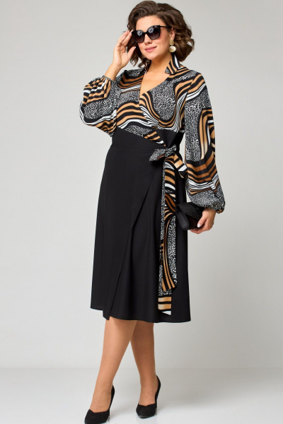 Платье на запах из плательной ткани с приталенным дизайном EVA GRANT 7246 принт_абстракция - фото 7