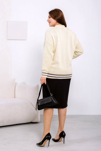 Кардиган длинный прямой из хлопка на пуговицах Romgil 708ХТЗ молочный - фото 7