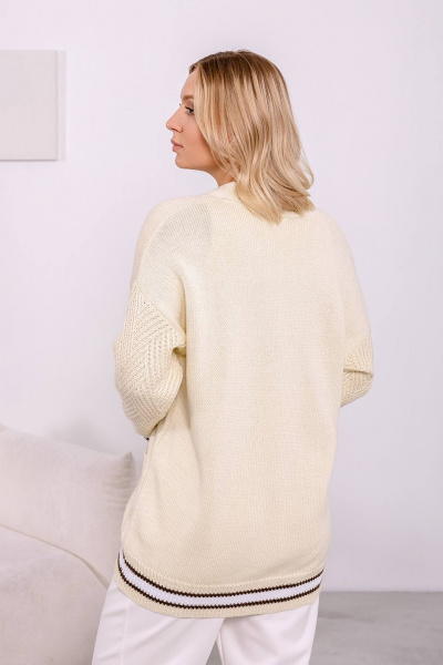 Кардиган длинный прямой из хлопка на пуговицах Romgil 708ХТЗ молочный - фото 2