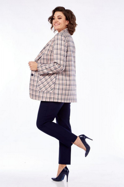 Брюки, жакет, футболка Милора-стиль 1198 розовая_клетка - фото 2