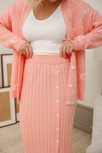 Юбка с эффектом плиссе из хлопкового трикотажа Romgil РВ0039-ХЛ2 розовый_персик - фото 3