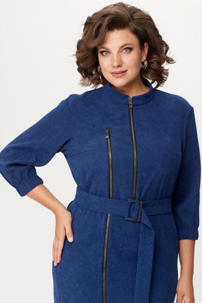 Платье из вельвета полуприлегающего силуэта с молниями Bonna Image 861 синий - фото 9