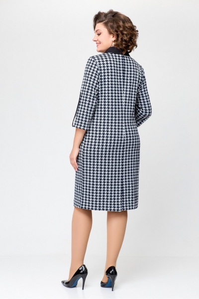 Платье из трикотажа с нагрудными карманами и шлицей Swallow 697.1 черно-белая_гусиная_лапка - фото 8