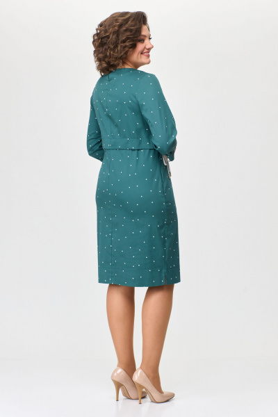 Платье из хлопка с кулиской и разрезами по юбке Bonna Image 842 бирюза - фото 2