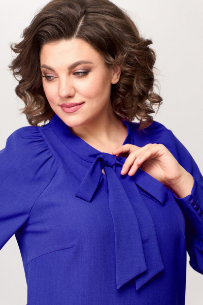 Элегантное платье А-силуэта с бантом из текстиля Bonna Image 897 василек - фото 6