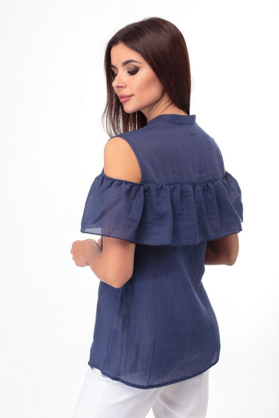 Платье летнее из хлопка с завязками и воланом Anelli 688 сапфир - фото 6