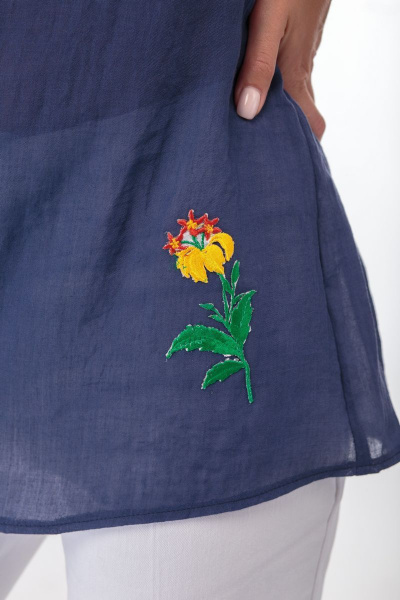 Платье летнее из хлопка с завязками и воланом Anelli 688 сапфир - фото 3