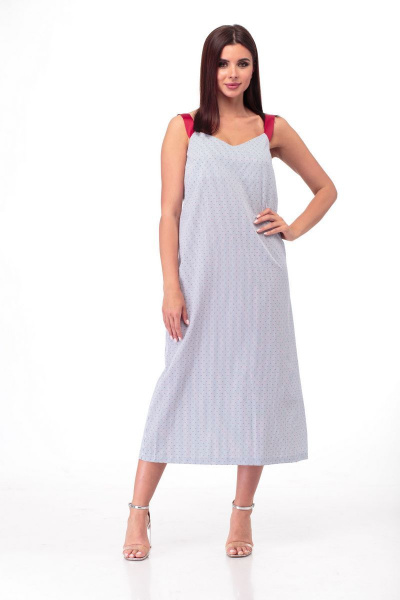 Сарафан летний белый мультиколор из хлопка с регулируемыми бретелями Anelli 719 светлый - фото 2