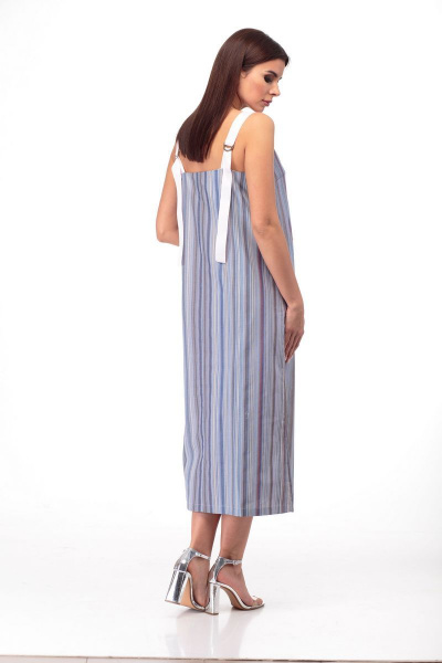 Сарафан из хлопка свободный с регулируемыми бретелями Anelli 719 синий_тон - фото 6