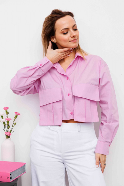 Рубашка демисезонная в стиле на каждый день из текстиля AURA otd 2144 розовый - фото 1