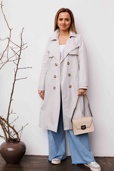 Тренч AURA otd 7033 жемчужный - фото 7
