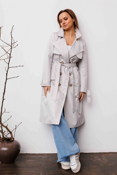 Тренч AURA otd 7033 жемчужный - фото 1