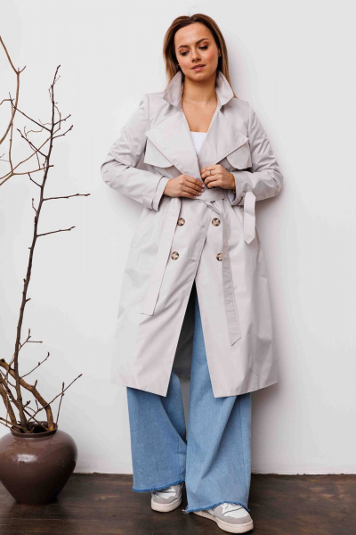 Тренч AURA otd 7033 жемчужный - фото 4