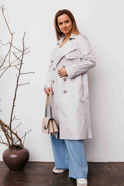 Тренч AURA otd 7033 жемчужный - фото 3