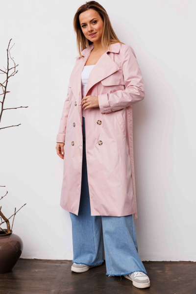 Тренч AURA otd 7034 светло-розовый - фото 4