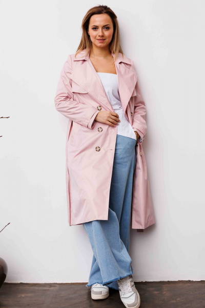 Тренч AURA otd 7034 светло-розовый - фото 3