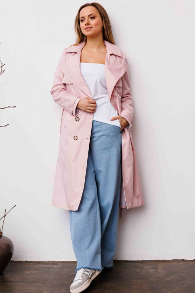 Тренч AURA otd 7034 светло-розовый - фото 2