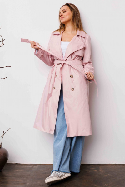 Тренч AURA otd 7034 светло-розовый - фото 1