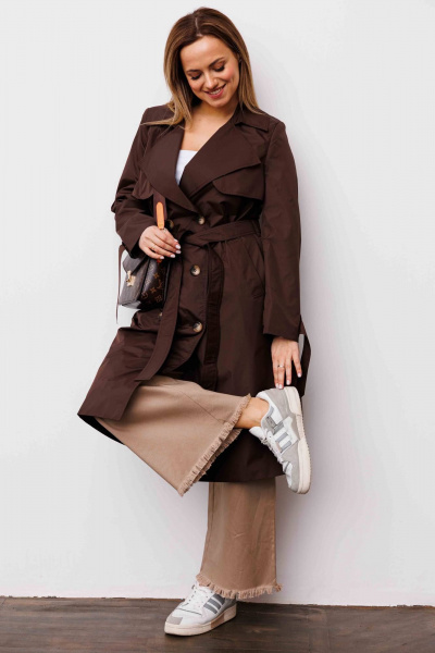 Тренч AURA otd 7034 шоколадный - фото 6