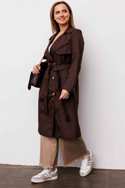 Тренч AURA otd 7034 шоколадный - фото 5