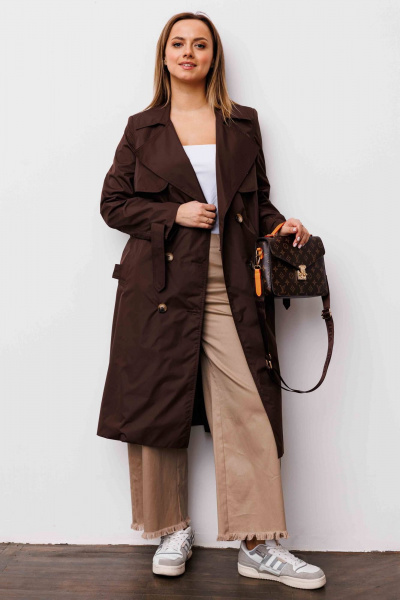 Тренч AURA otd 7034 шоколадный - фото 4