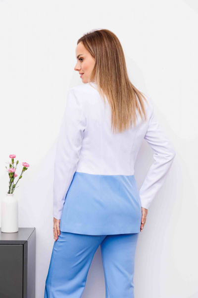 Брюки, жакет AURA otd 9195 белый, голубой - фото 4
